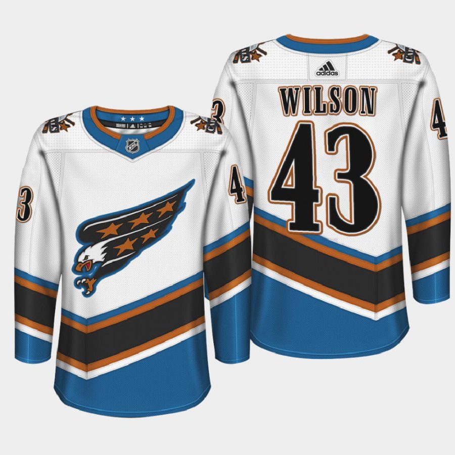 tom wilson capitals white screaming eagle throwback jersey