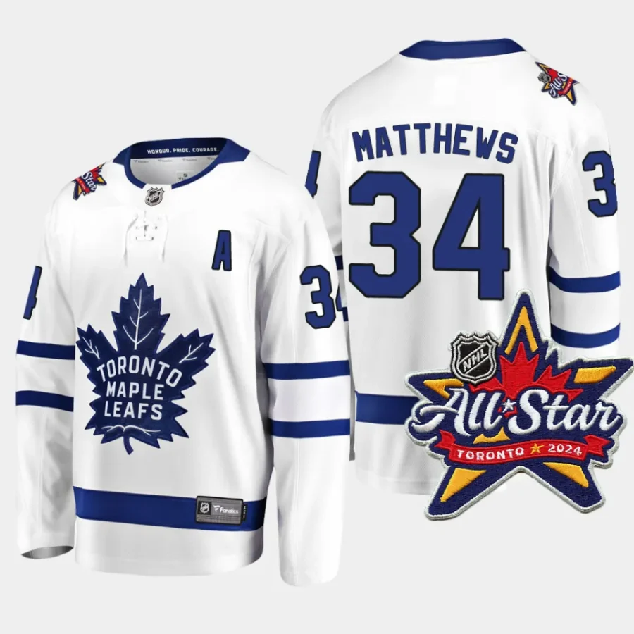 toronto maple leafs auston matthews 2024 nhl all star patch away breakaway player jersey white