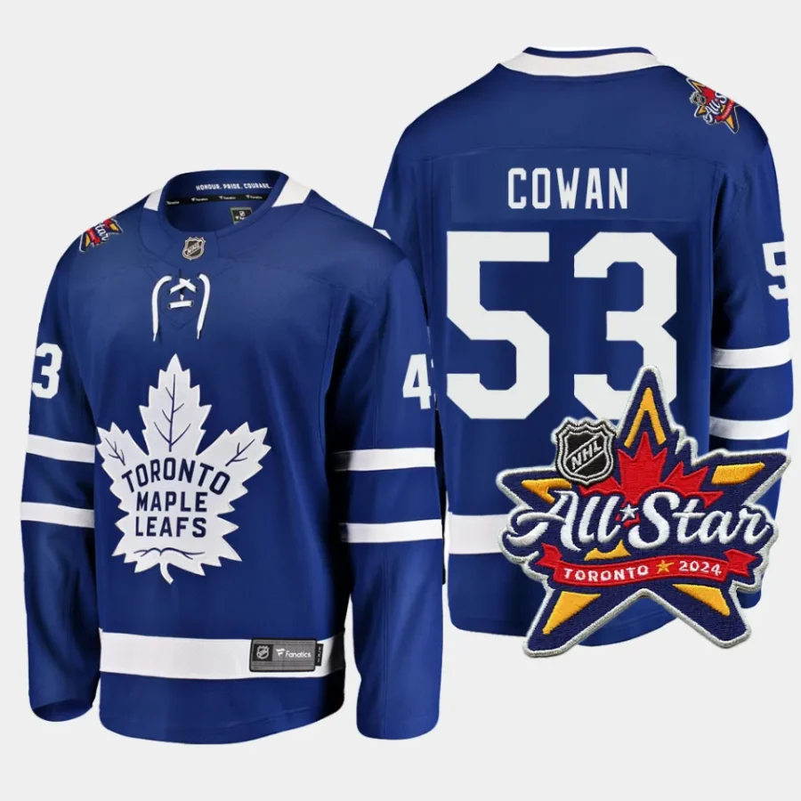 toronto maple leafs easton cowan 2024 nhl all star patch home breakaway player jersey royal