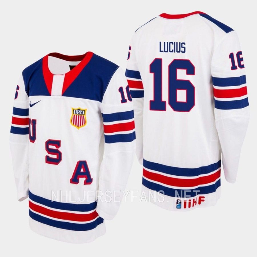 usa chaz lucius 2023 iihf world junior championship jersey white