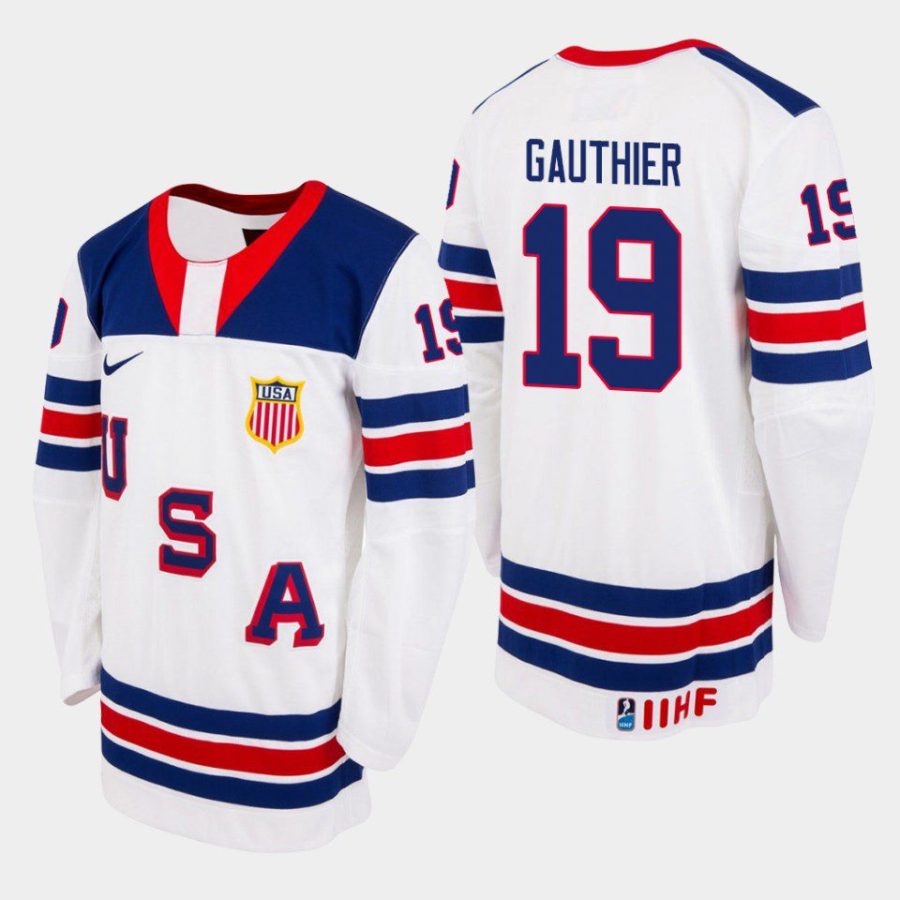 usa cutter gauthier 2022 iihf wjc home jersey white