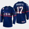 usa hockey adam gaudette 2022 iihf world championship away jersey navy