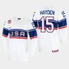 usa hockey john hayden 2022 iihf world championship home jersey white