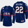 usa hockey kieffer bellows 2022 iihf world championship away jersey navy