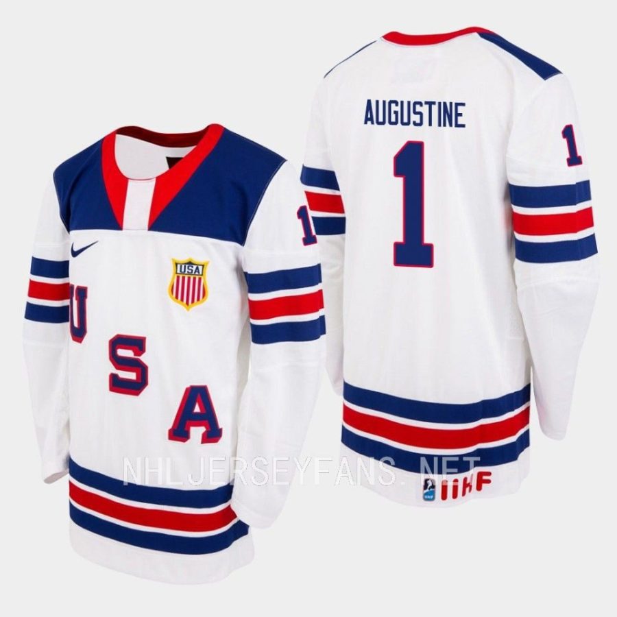 usa trey augustine 2023 iihf world junior championship jersey white