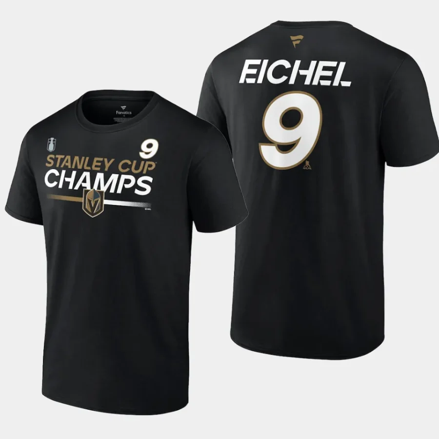 vgk jack eichel black authentic pro 2023 stanley cup champions t shirt