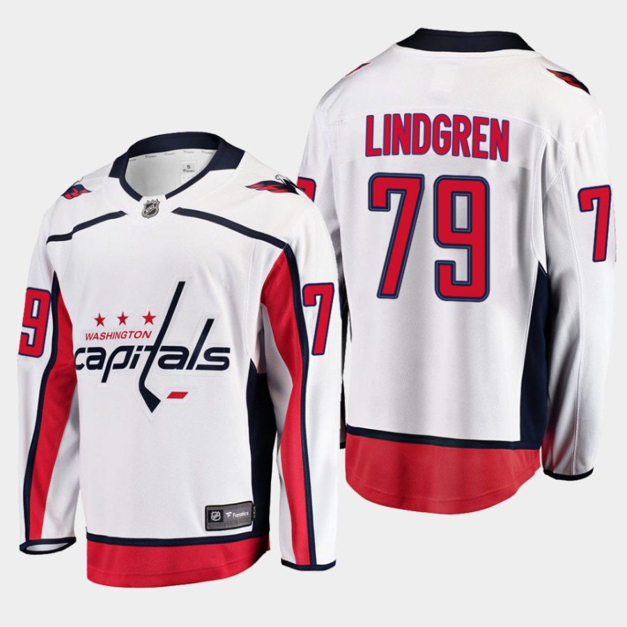 washington capitals charlie lindgren away 2022 breakaway player jersey white