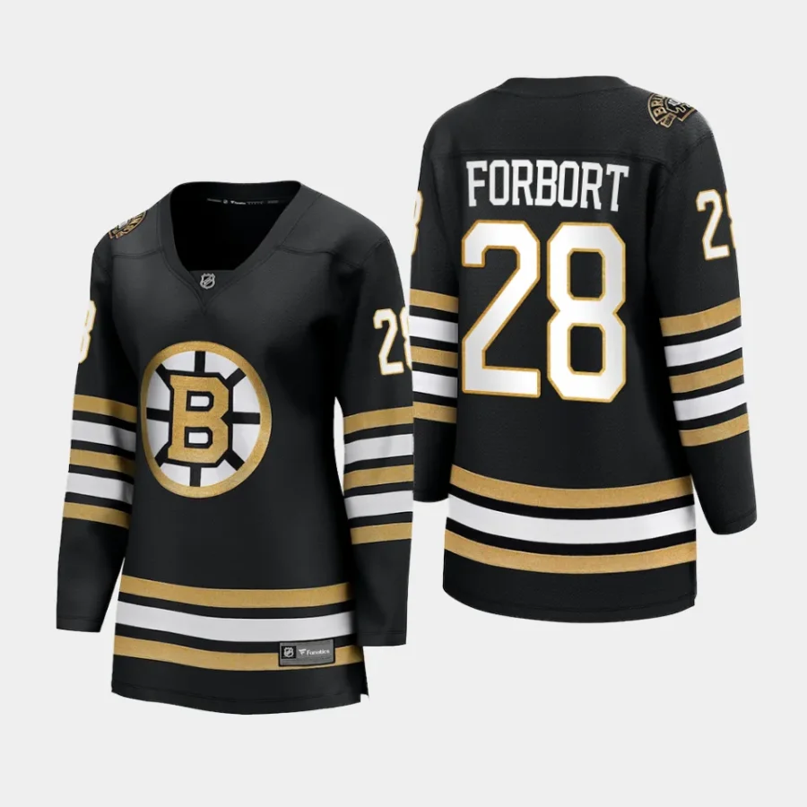 women bruins derek forbort black 2023 24 100th anniversary premier breakaway player jersey