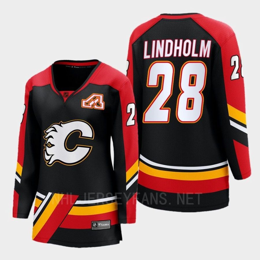 women flames elias lindholm black 2022 special edition 2.0 breakaway player retro jersey