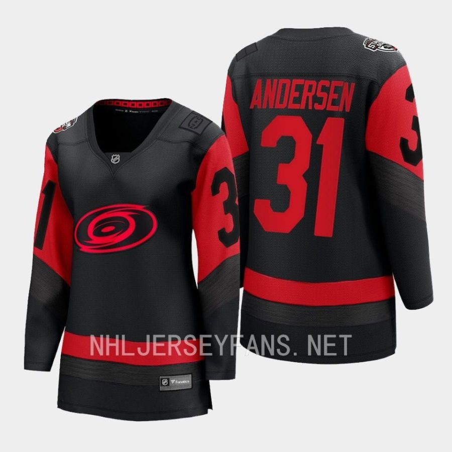 women hurricanes frederik andersen black 2023 nhl stadium series breakaway player jersey