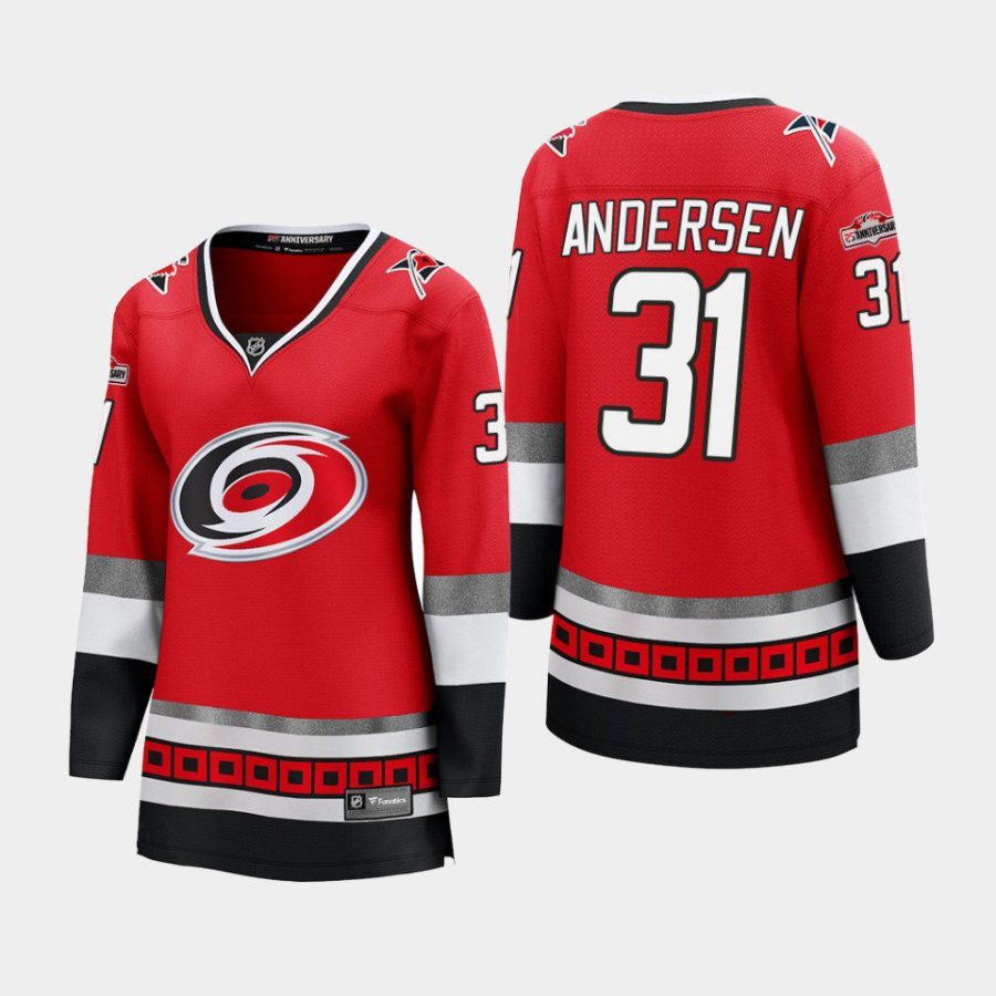 women hurricanes frederik andersen red 25th anniversary premier jersey