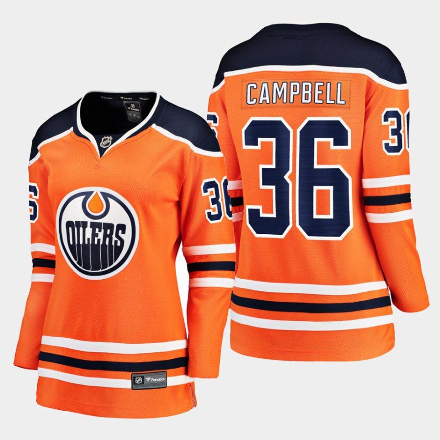 women oilers jack campbell orange home breakaway player jersey