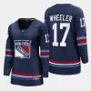 women rangers blake wheeler navy 2023 24 alternate premier breakaway player jersey