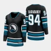 women sharks alexander barabanov black 2023 24 cali fin 3rd alternate breakaway player jersey