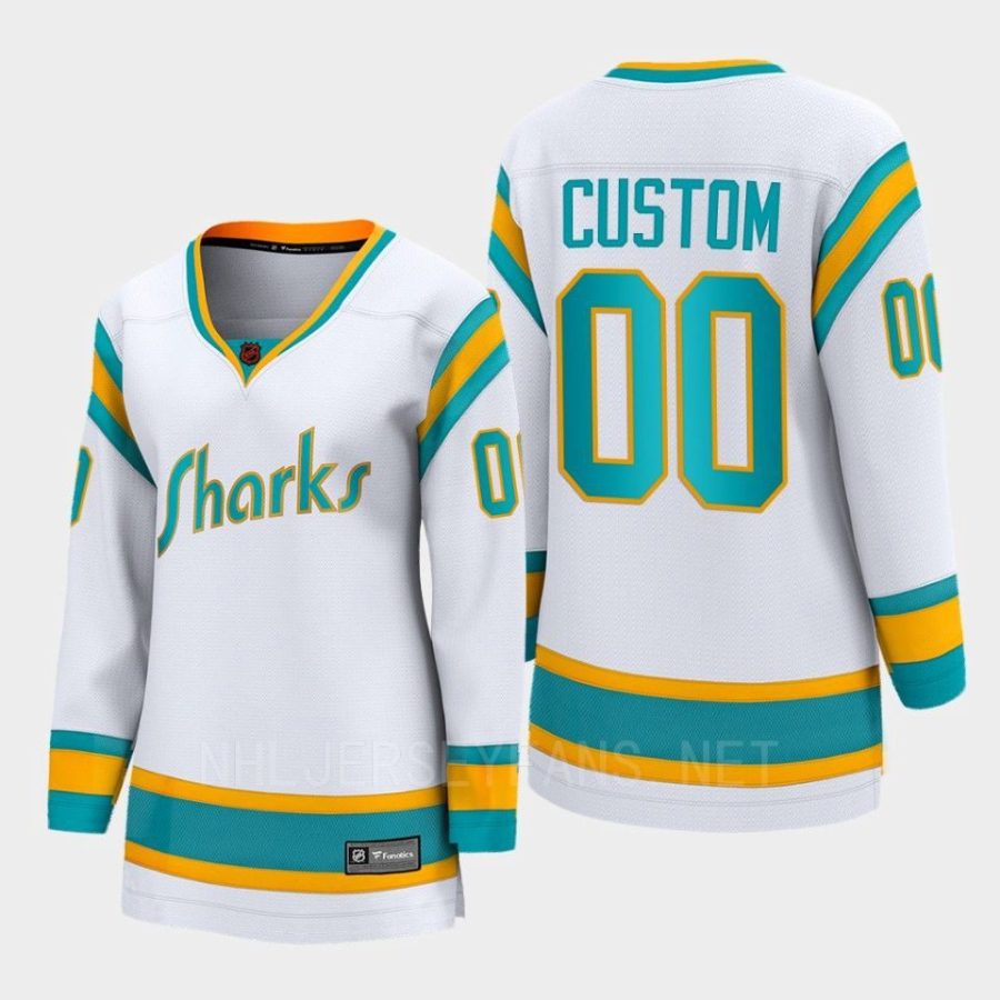 women sharks custom white 2022 special edition 2.0 breakaway player retro jersey