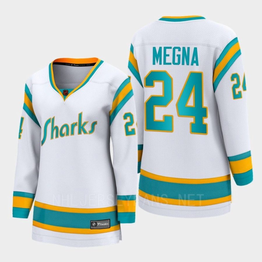 women sharks jaycob megna white 2022 special edition 2.0 breakaway player retro jersey