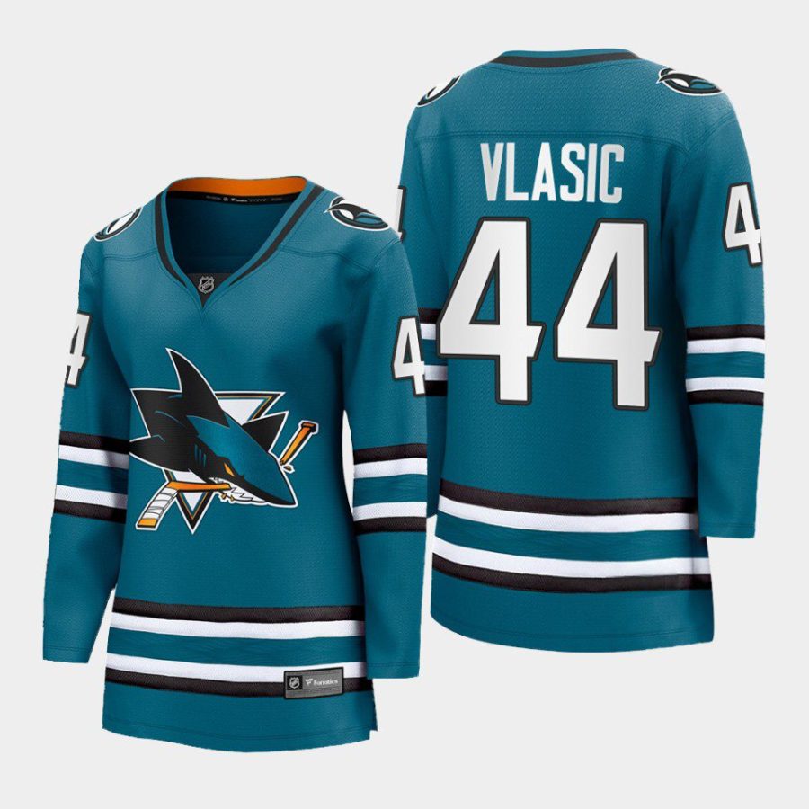 women sharks marc edouard vlasic teal 2022 23 home premier breakaway jersey