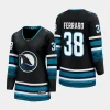 women sharks mario ferraro black 2023 24 cali fin 3rd alternate breakaway player jersey