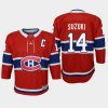 youth canadiens nick suzuki red 2023 captain patch home jersey