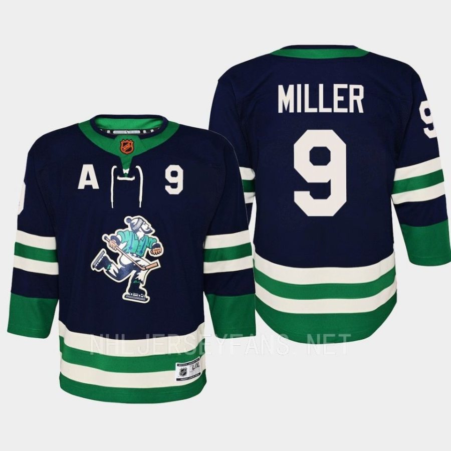 youth canucks j.t. miller navy 2022 special edition 2.0 premier retro jersey