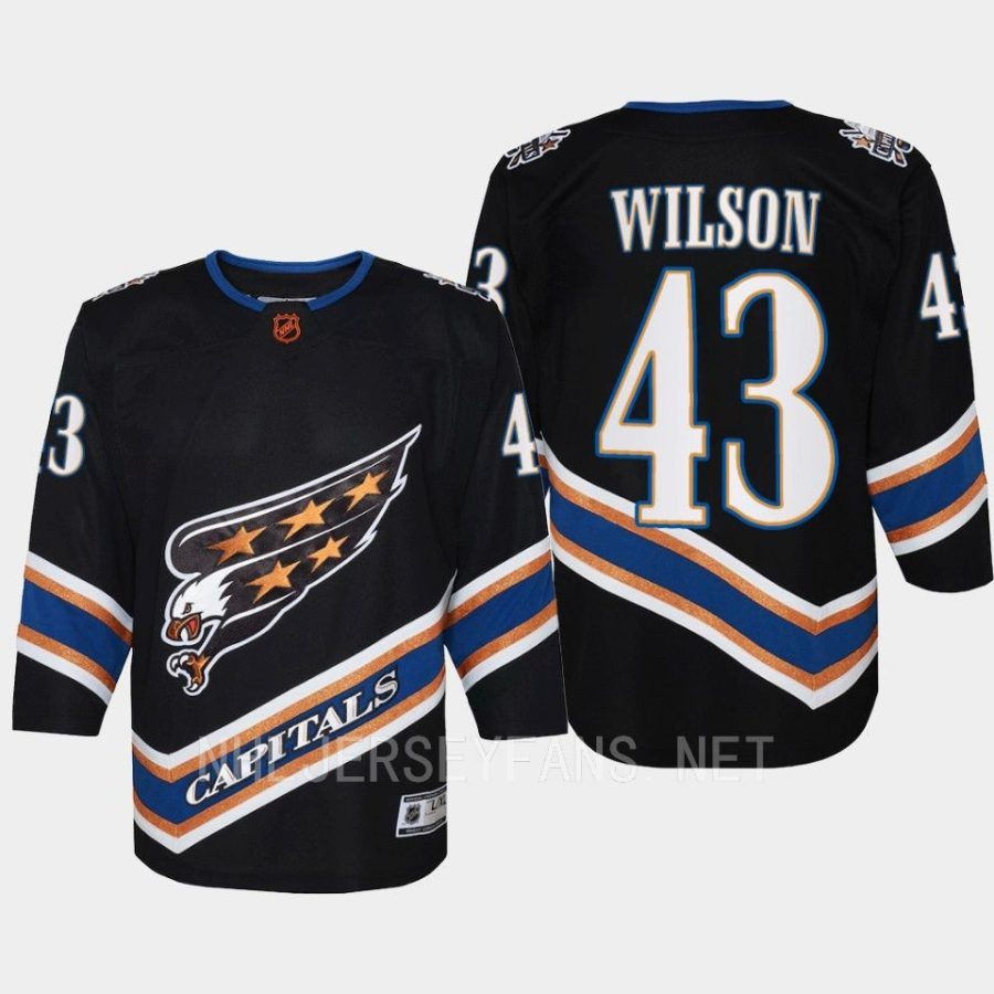 youth capitals tom wilson black 2022 special edition 2.0 premier retro jersey