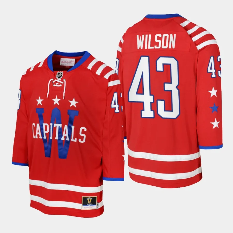 youth capitals tom wilson red 2015 blue line mitchell ness jersey