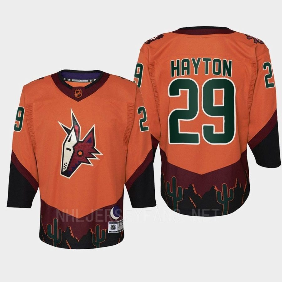 youth coyotes barrett hayton orange 2022 special edition 2.0 replica retro jersey