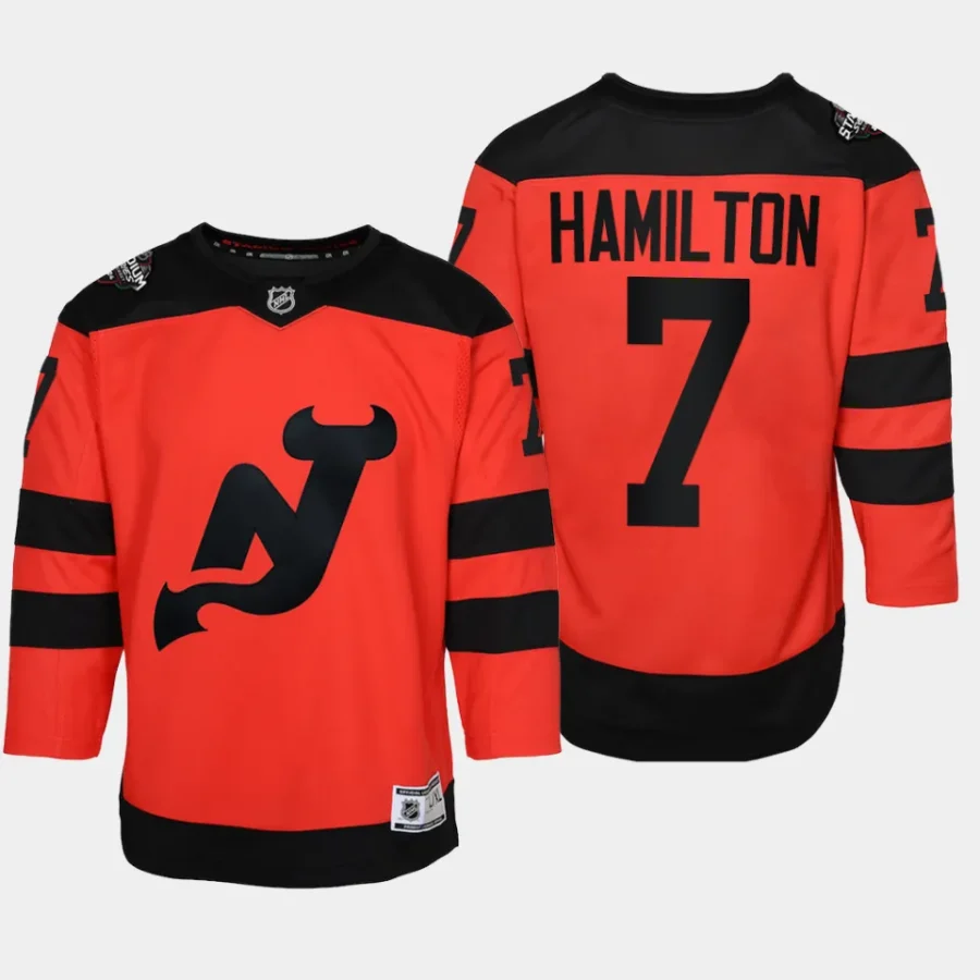 youth devils dougie hamilton red 2024 nhl stadium series premier player jersey