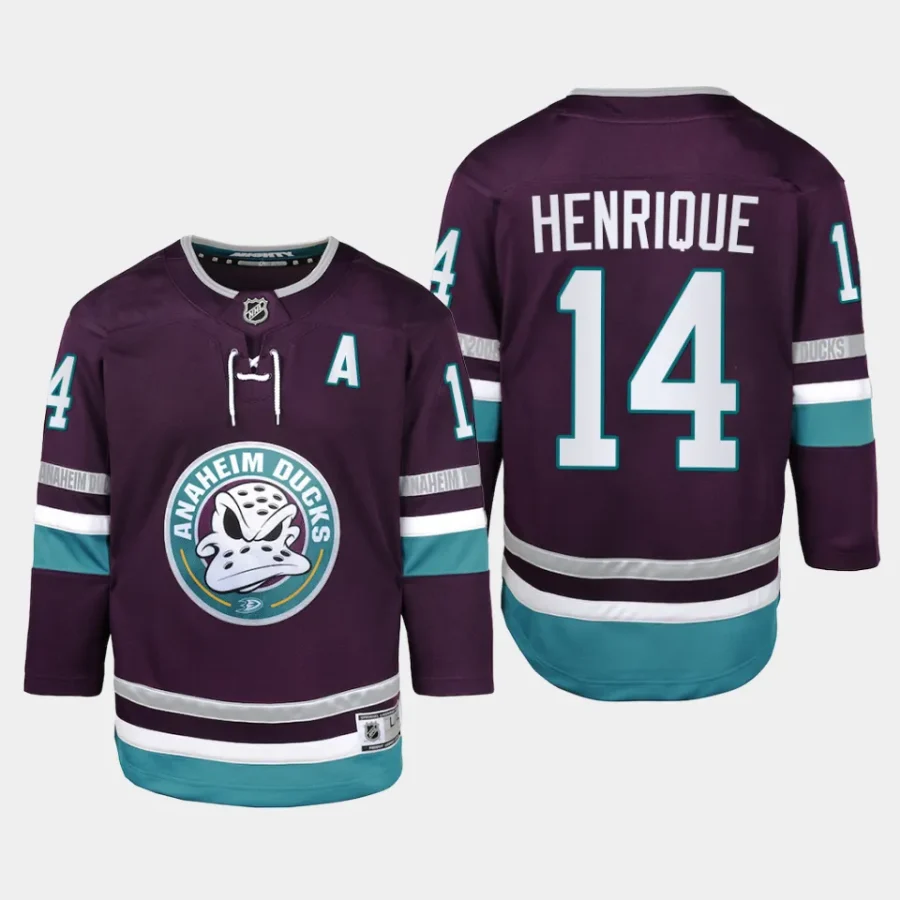 youth ducks adam henrique purple 2023 24 30th anniversary replica player jersey