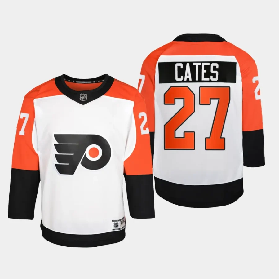 youth flyers noah cates white 2023 24 away premier player jersey