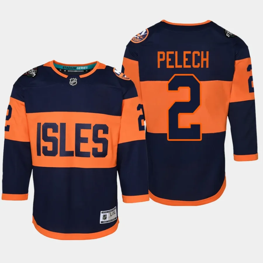 youth islanders adam pelech navy 2024 nhl stadium series premier player jersey