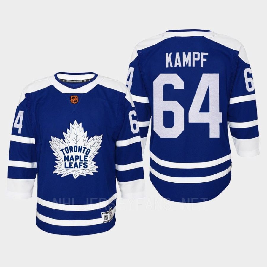 youth maple leafs david kampf blue 2022 special edition 2.0 replica retro jersey