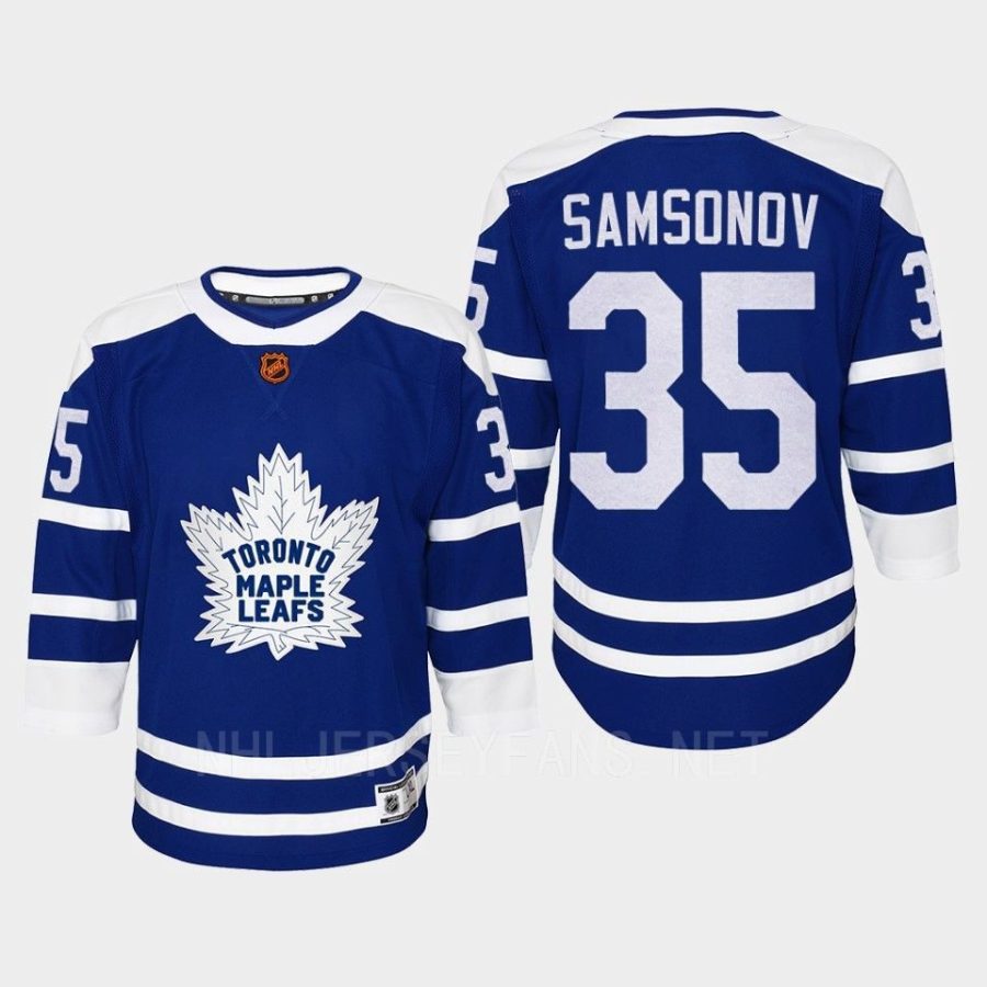 youth maple leafs ilya samsonov blue 2022 special edition 2.0 replica retro jersey