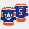 youth oilers cody ceci royal 2023 nhl heritage classic premier player jersey