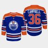 youth oilers jack campbell royal 2022 23 home replica player jersey