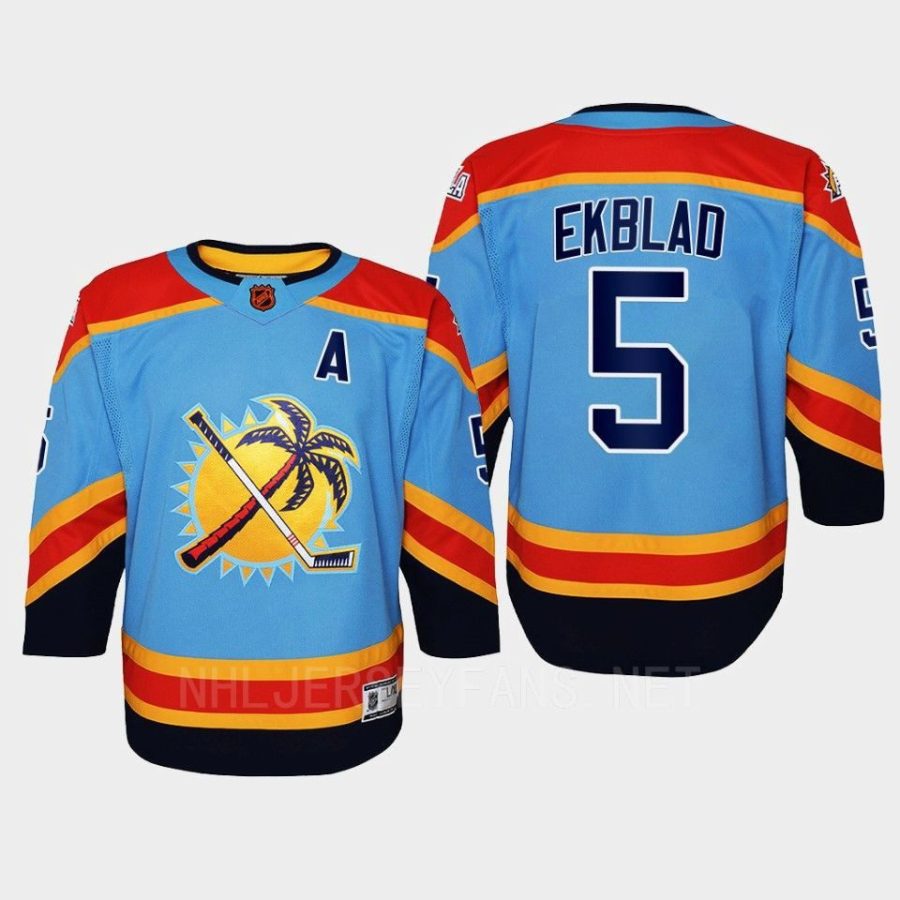 youth panthers aaron ekblad blue 2022 special edition 2.0 replica retro jersey