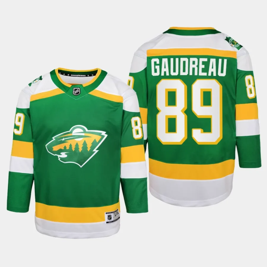 youth wild frederick gaudreau green 2023 24 alternate replica player jersey